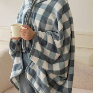 1pc Fluffy Shawl Wearable Blanket, Multi-Purpose Plush Throw Blanket For Car, Office, Home Multicolor