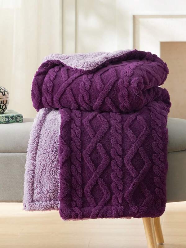 Sherpa Blanket For Bed - Fuzzy Soft Cozy Blanket, Fleece Thick Warm Blanket For Winter, Fall Blanket Purple