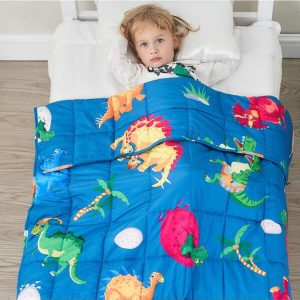 Kids Blanket Weighted Blanket Kids,Cooling Breathable Heavy Blanket Throw With Premium Glass Bead For Sleeping ,Comfortable Weighted Throw Blanket Perfect For 40-60lbs The Best Gift For Boys And Girls (36"X48", 5lbs)Pink Unicorn,Cow Color,Fluorescent Dinosaur,Gray Starry Sky Dinosaurs-blue