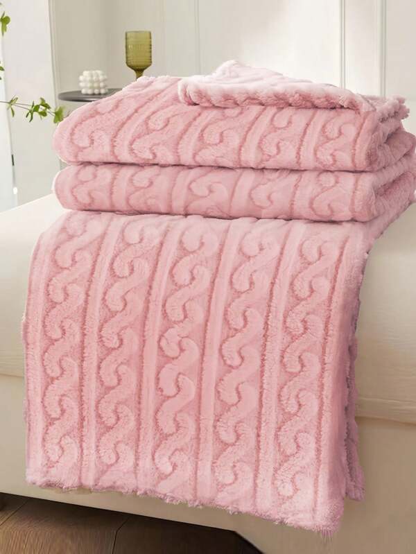 1pc Super Soft & Comfortable Plush Baby Blanket, Suitable For Girls & Boys, Fluffy Infant Stroller Wrap, Newborn Crib Bedding, Baby Shower Gift Pink