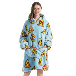 Adult Wearable Blanket Hoodie, Hooded Blanket For Women, Ultra Soft Warm Wearable Blanket Sweatshirt Women Men Adult, Gift For Ladies Pizza