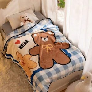 100x140cm Kids Warm Flannel Blanket Brown