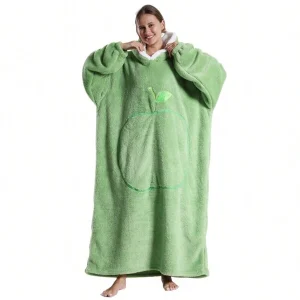 Oversized Hoodie Sweatshirt Wearable Blanket, Super Soft Warm Comfortable Blanket For Women Men Best Gift With Big Pocke Green