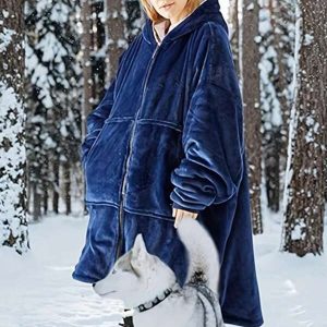 1pc Wearable Blanket Hoodie, Oversized Hoodie Snuggie Blanket For Adults Women Men, Gift, Giant Hoodie Blanket With Zipper And Giant Pocket Multicolor