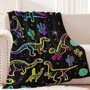 1pc Cute Cartoon Dinosaur Flannel Children Blanket, Soft Sofa Pad, Multi-Functional Plush Bed, Office & Travel Throw Rug, Picnic, Home Decor, Cozy Wrap, Chair Cover, Sleeping Mat Multicolor