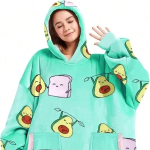 Cozy Unisex Oversized Wearable Hoodie Blanket, Perfect For Adults, Ideal Gift For Valentine's Day And Christmas Celebrations avocado