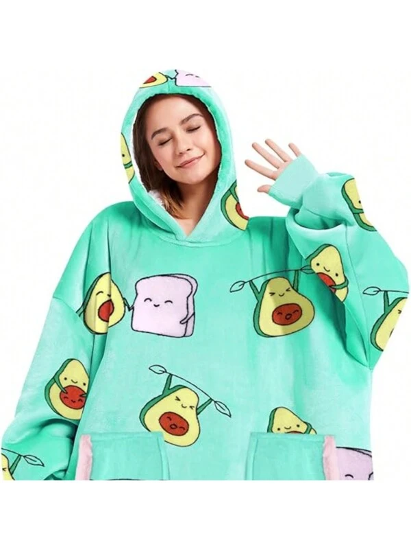 Cozy Unisex Oversized Wearable Hoodie Blanket, Perfect For Adults, Ideal Gift For Valentine's Day And Christmas Celebrations avocado