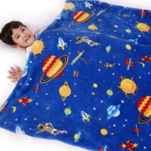 Cartoon Flannel Blanket For Boys And Girls, 300 GSM Thick Blanket For Birthday Gifts, Cozy Flannel Throw Blanket Space