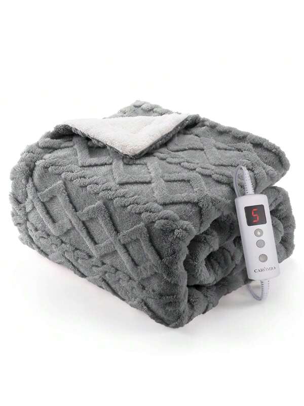 Heated Throw Blanket - Thick Tufted Sherpa Electric Blanket With 10 Heating Levels And 10 Time Settings, Machine Washable Fast Heating Blanket , Grey US A Type Plug(110-127V)